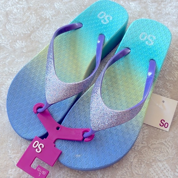 Brand New So Purple Glitter Thong Sandals Platform Flip Flops Ombre Sparkly - Picture 16 of 16